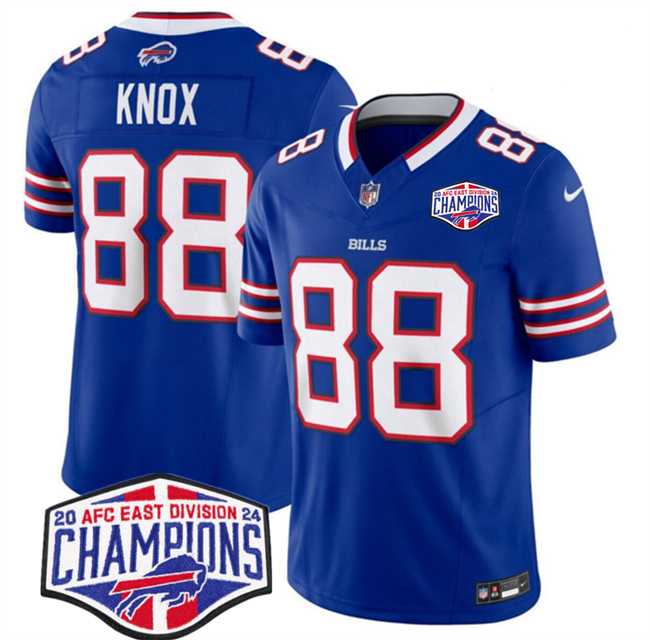 Mens Buffalo Bills #88 Dawson Knox Royal F.U.S.E. 2024 AFC East Division Champions Vapor Limited Stitched Jersey